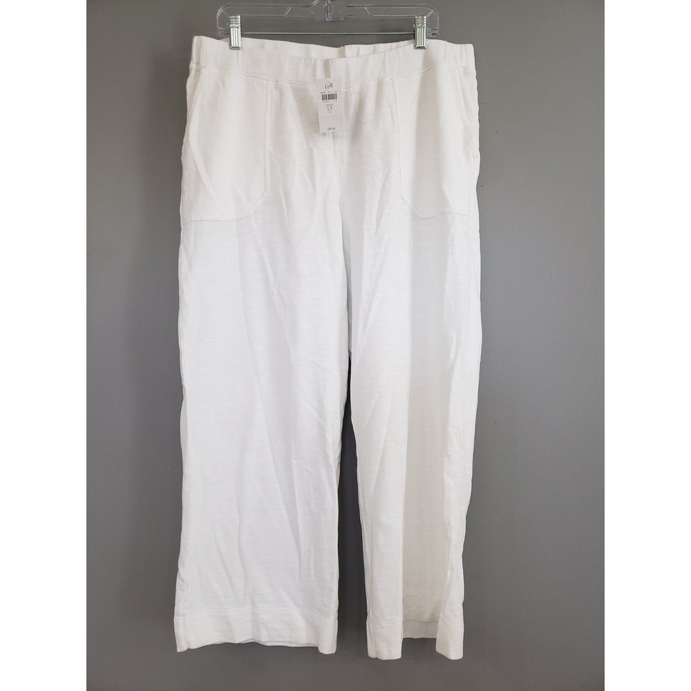 NEW LARGE TALL LT White J Jill Pants Capri Ankle Stretch Waist Pockets Pull On